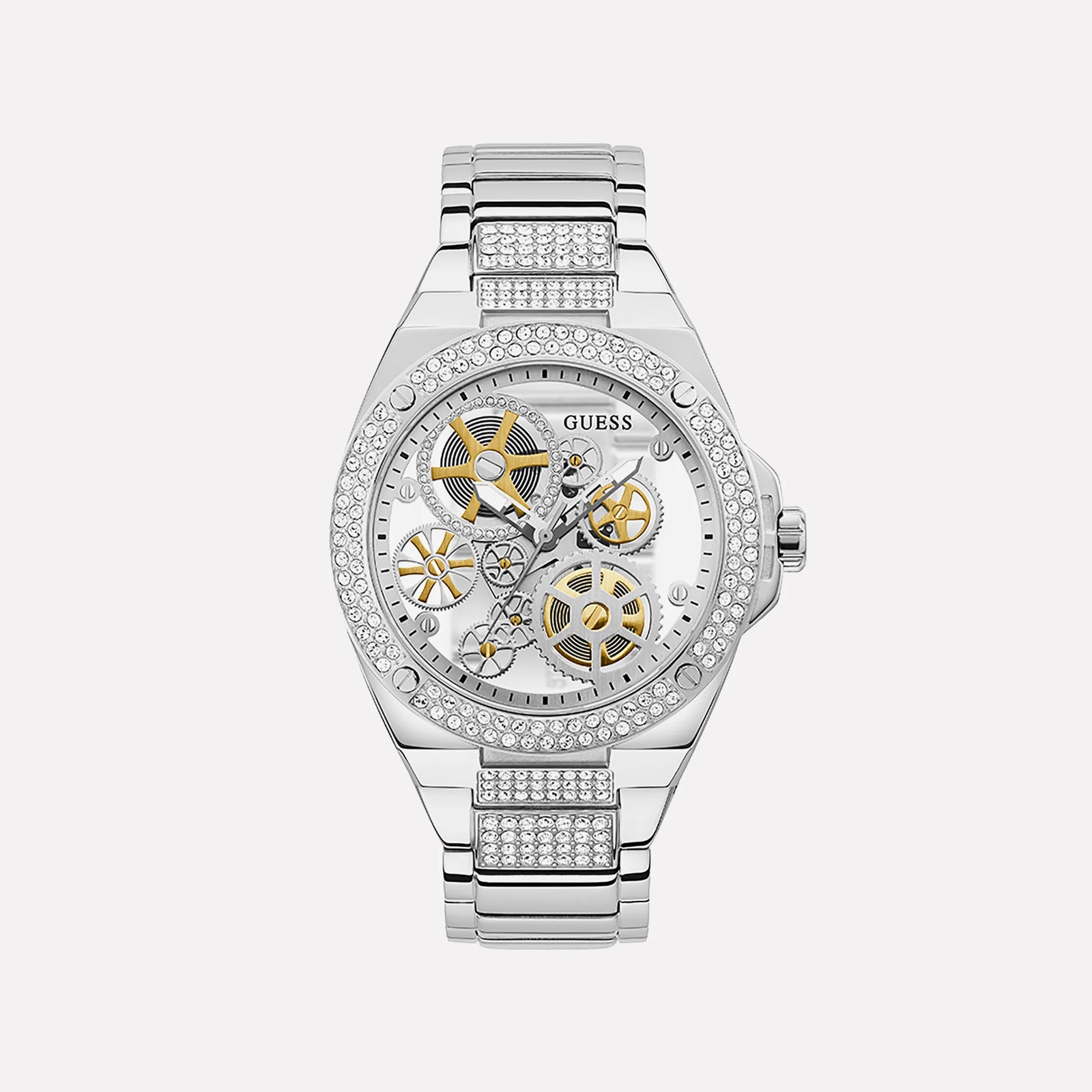 Guess Unisex Silver Stainless Steel Watch, Clear Dial | Gw0323g1 by i-watch