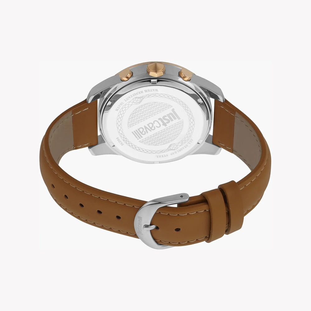 Just Cavalli Men's Brown Leather Watch, Silver Dial | Jc1g204l0035 by i-watch