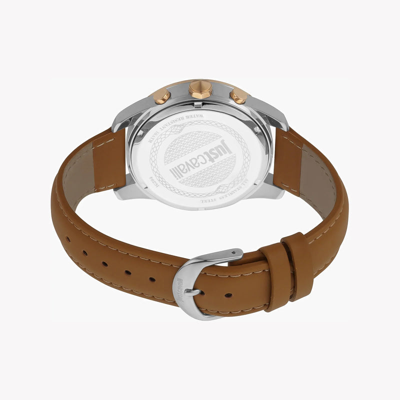 Just Cavalli Men's Brown Leather Watch, Silver Dial | Jc1g204l0035 by i-watch