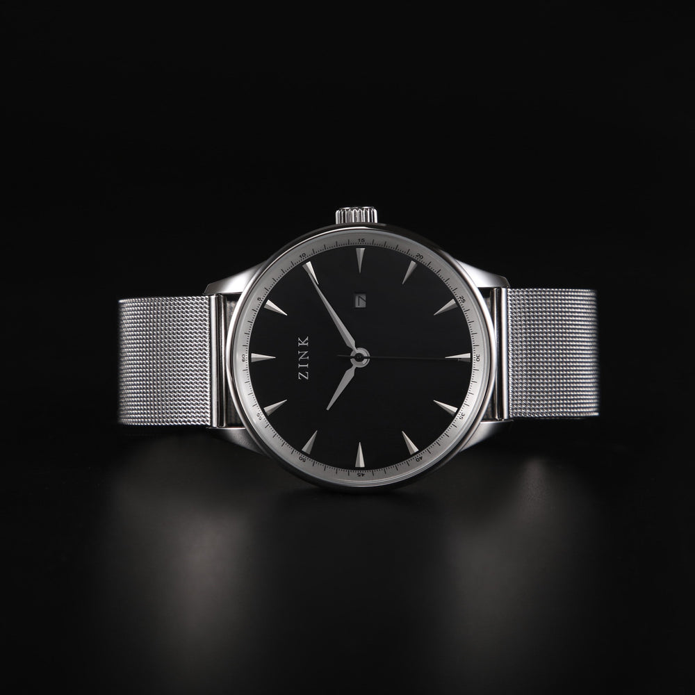 Zink Men's Stainless Steel Black Dial Quartz Watch | Zk127g1ms-26 by i-watch