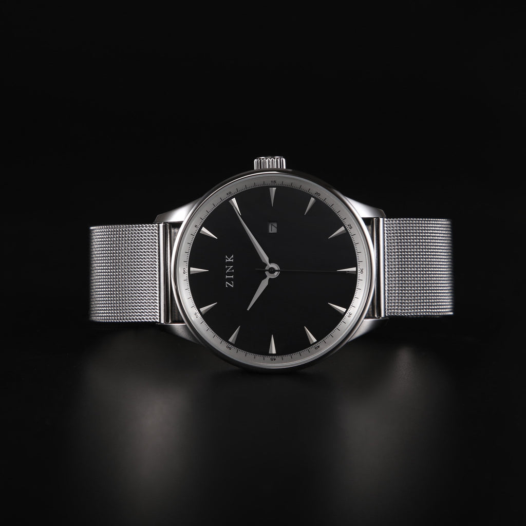 Zink Men's Stainless Steel Black Dial Quartz Watch | Zk127g1ms-26