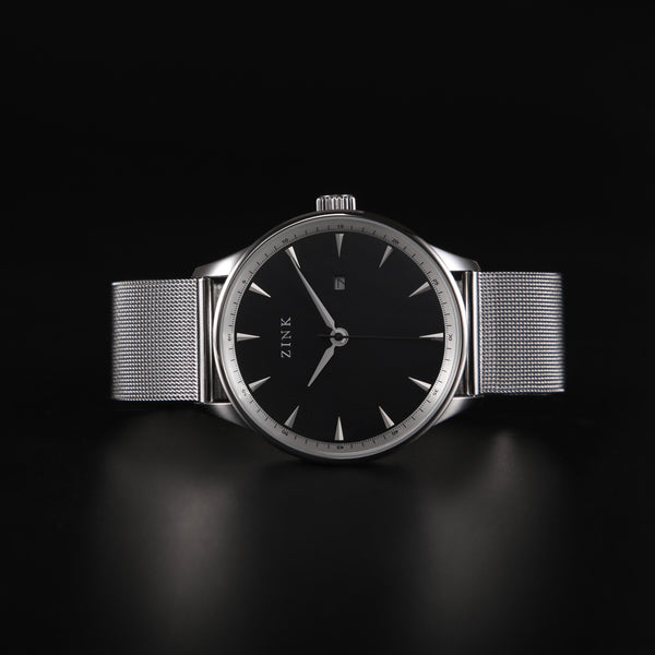 Zink Men's Stainless Steel Black Dial Quartz Watch | Zk127g1ms-26