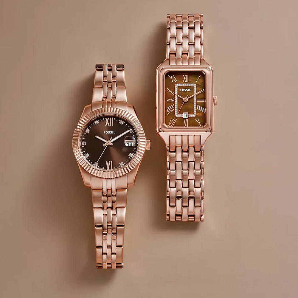 Fossil Women's Rose Gold Watch, Brown Dial | Es5324 by i-watch