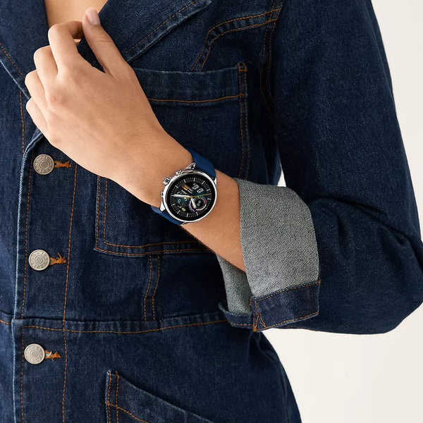 Fossil Men's Silver Stainless Steel, Blue Silicon | Ftw4070 by i-watch