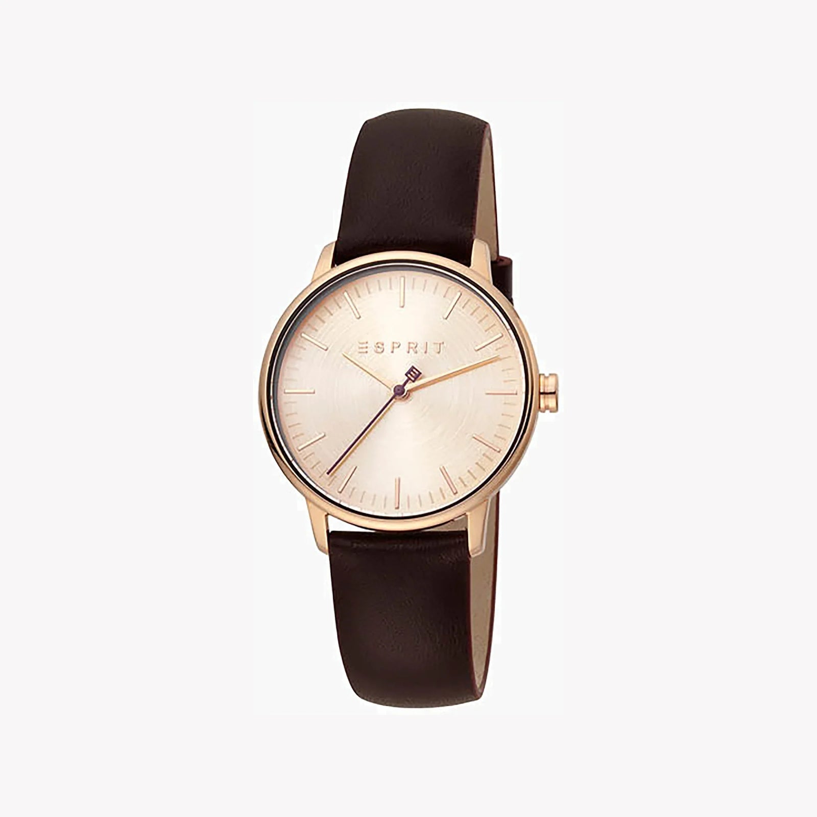 Esprit Women's Burgundy Leather Watch, Rose Gold Dial | ES1L154L0045 by i-watch