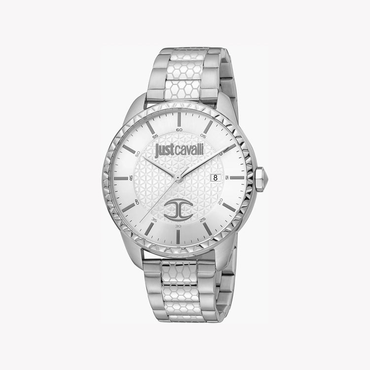 JUST CAVALLI JC1G176M0045 - ELEGANT SILVER STAINLESS STEEL MEN'S WATCH 43MM