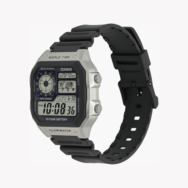 Casio Unisex Silver Stainless Steel Watch, Black Silicone | Ae-1200wh-1cvcf by i-watch