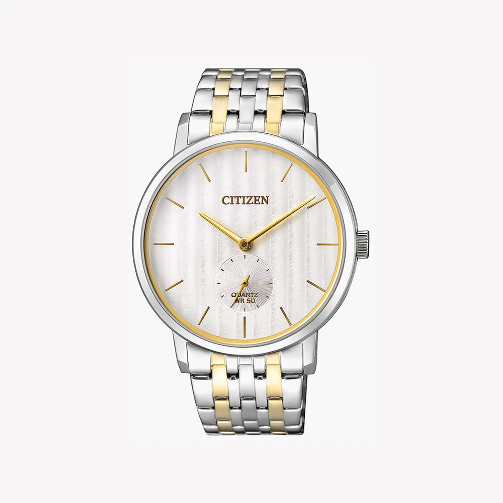 Citizen Men's Silver & Gold Watch, White Dial | Be9174-55a by i-watch