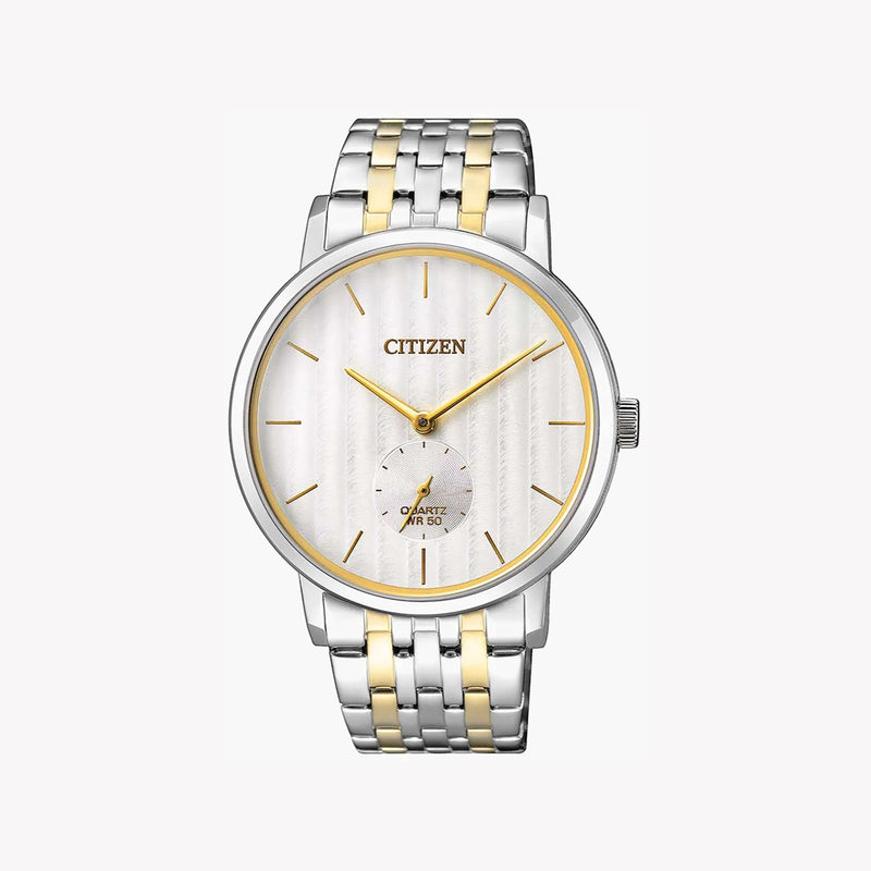 Citizen Men's Silver & Gold Watch, White Dial | Be9174-55a by i-watch
