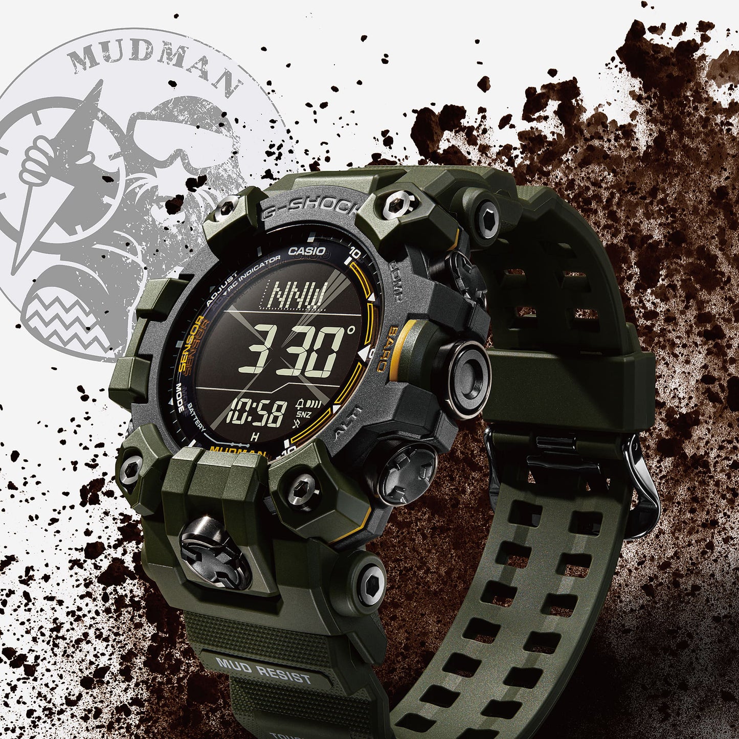 CASIO G-SHOCK GW-9500-3 MASTER OF G MUDMAN Army Green Men's Watch