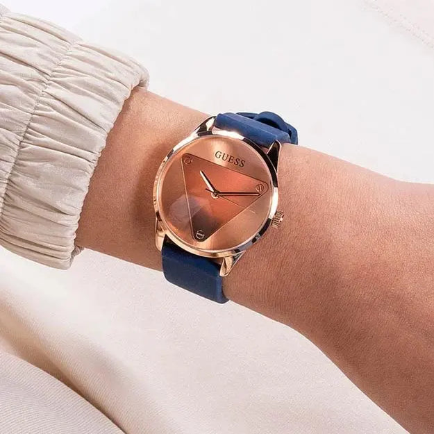 GUESS GW0509L1 ROSE GOLD GLAM - CHIC WATER-RESISTANT WOMEN'S WATCH with Blue Rubber Band-i-Watch-4