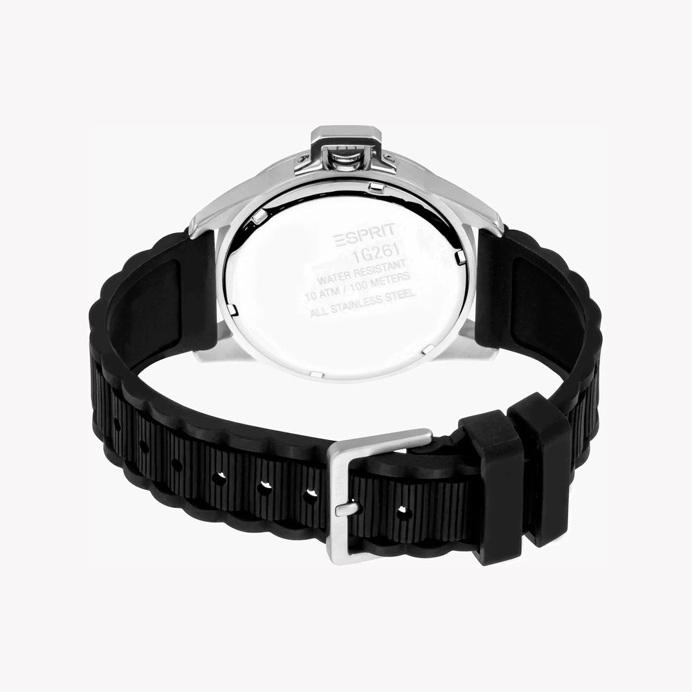 Esprit Men's Silver Dial Watch, Black Rubber Band | Es1g101m0055 by i-watch