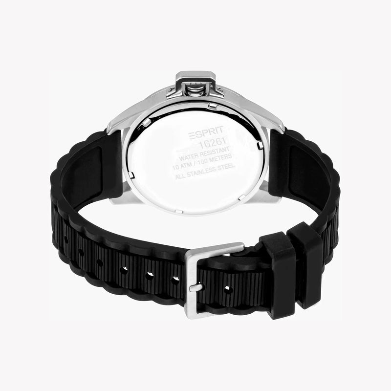 Esprit Men's Silver Dial Watch, Black Rubber Band | Es1g101m0055 by i-watch