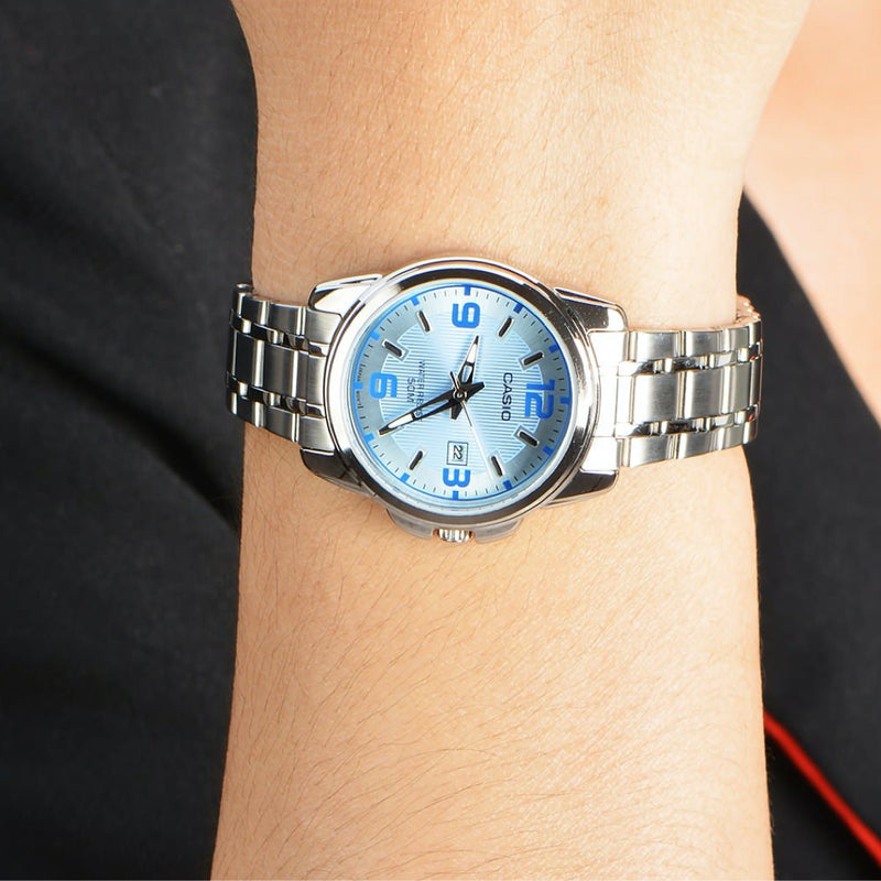 CASIO LTP-1314D-2AVDF - ELEGANTLY TIMELESS WOMEN'S STAINLESS STEEL WATCH with Blue Accents-i-Watch-4