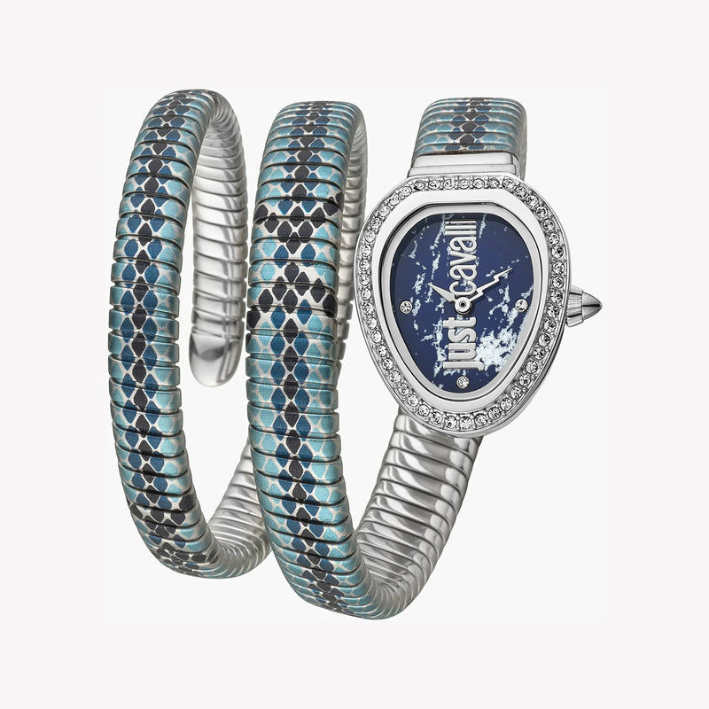 Just Cavalli Women's Silver Stainless Steel Watch, Silver & Baby Blue & Black Band | Jc1l163m0225 by i-watch
