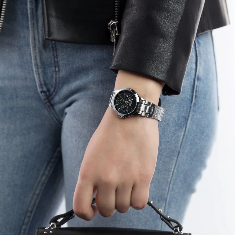 Casio Women's Silver Stainless Steel Watch, Black Dial | Ltp-V300d-1audf by i-watch