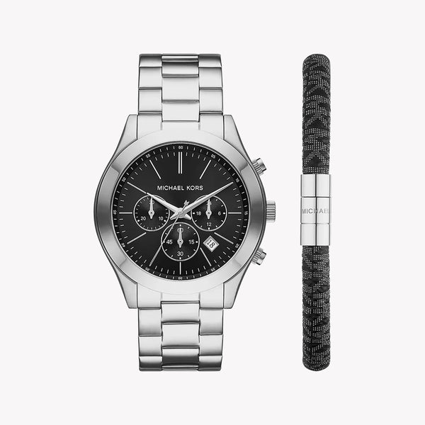 Michael Kors Men's Silver Watch, Black Dial | Mk1056set by i-watch
