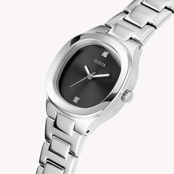 Guess Women's Silver Stainless Steel Watch, Black Dial | Gw0615l1 by i-watch