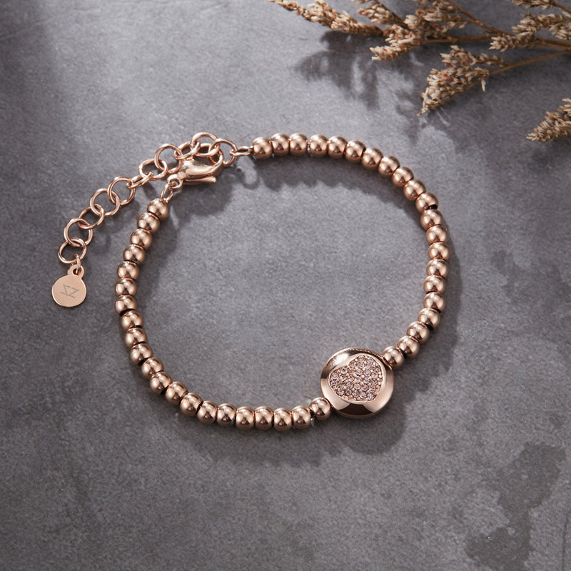 Elegant Rose Gold Women's Zink Bracelet, Heart Charm | Erghb01 by i-watch