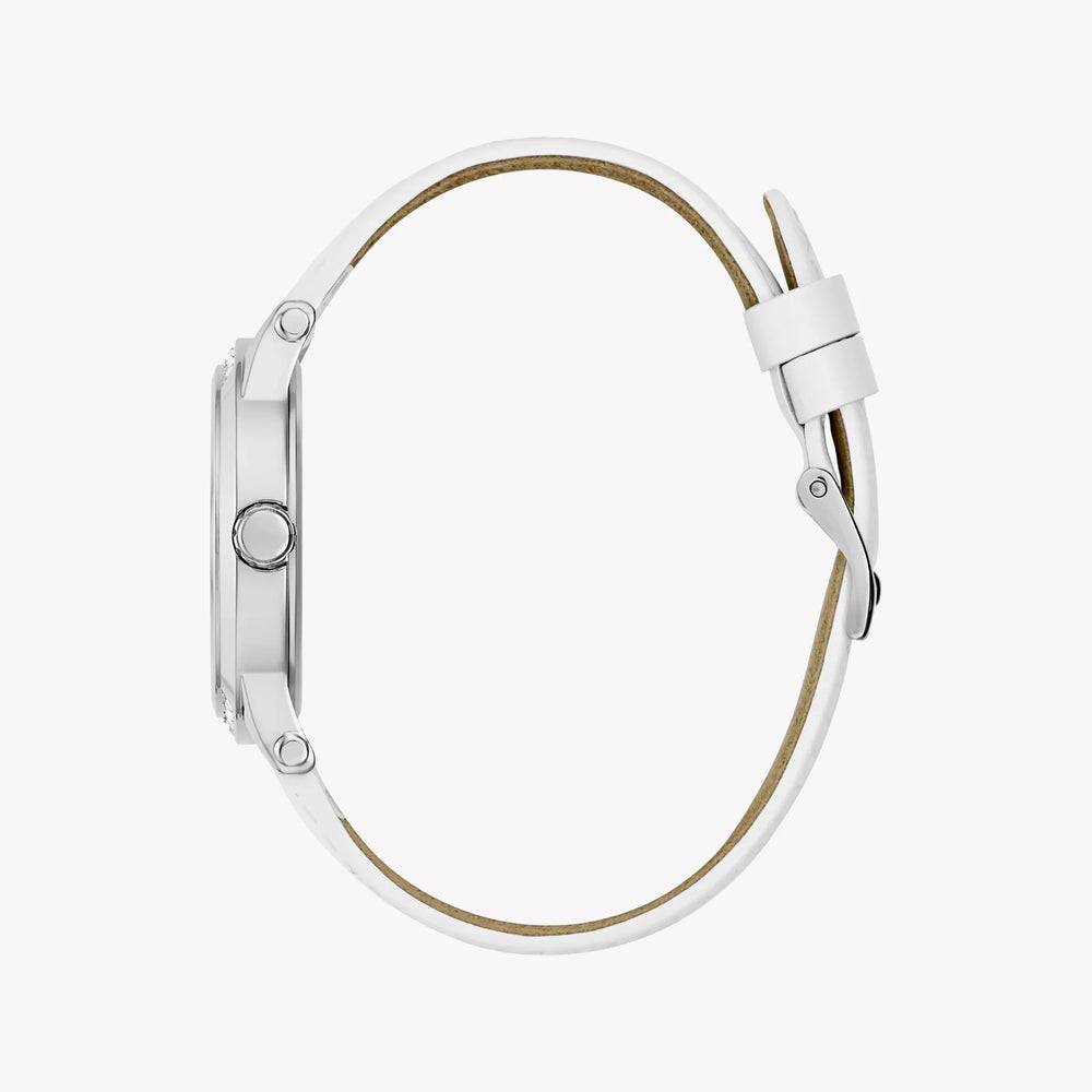 Guess Women's Silver Watch, White Leather Band | Gw0860l3 by i-watch