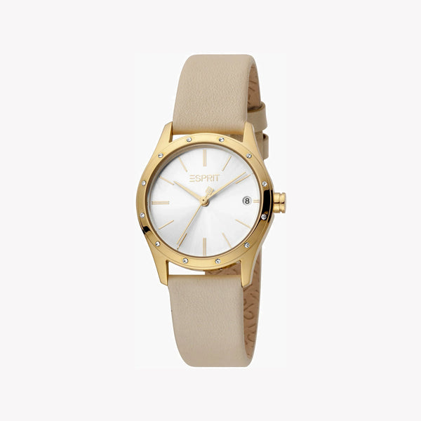 ESPRIT Women's Watch with Silver Stainless Steel Case and Beige Leather Band-i-Watch-2