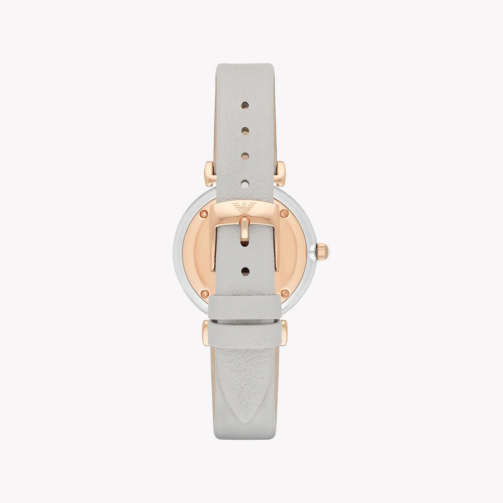 Emporio Armani Women's Gray Leather Watch, White Dial | Ar1965 by i-watch