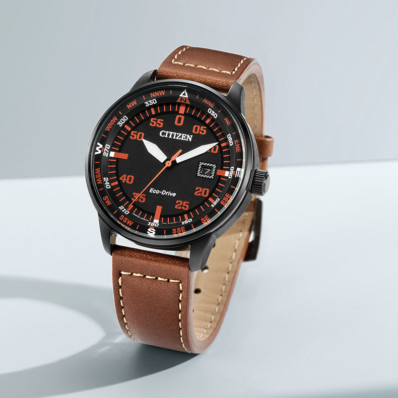 CITIZEN Eco-Drive BM7395-11E: Bold Sophistication - Men's Black & Brown Leather Watch-i-Watch-6