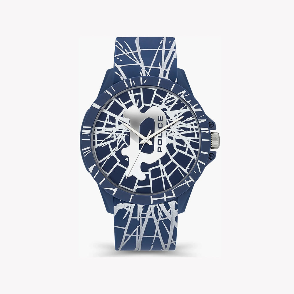 Police Men's Blue Stainless Steel Watch, Blue Rubber | Pewum2119561 by i-watch