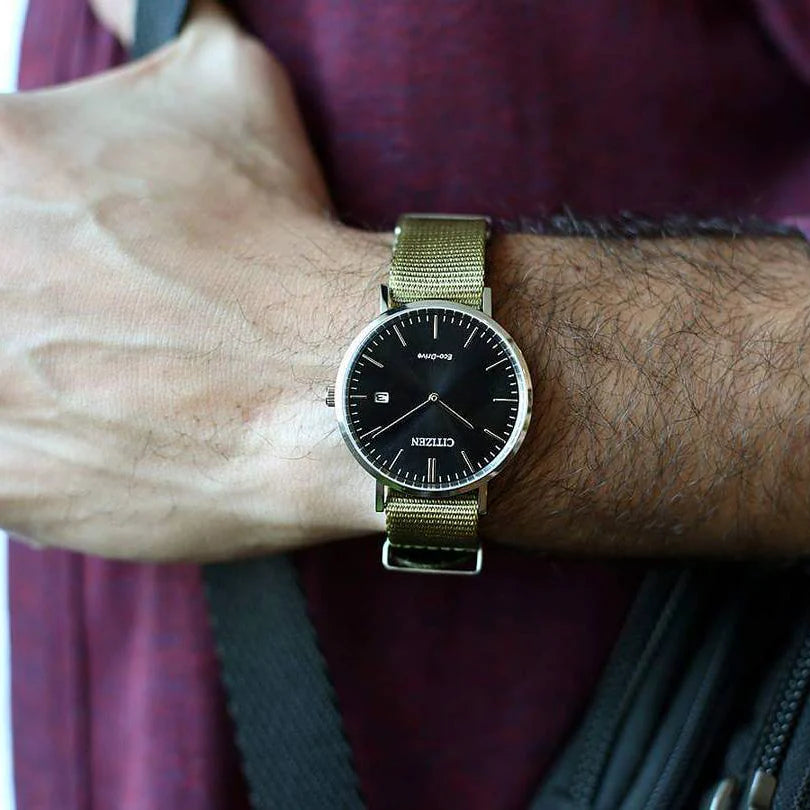 Citizen Au1080-38e Bold Adventure - Men's Eco-Drive Timepiece With Olive Nylon Band by i-watch