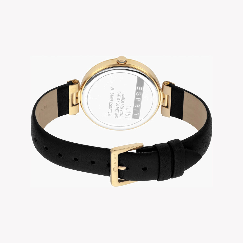 ESPRIT Women's Watch with Gold Stainless Steel Case and Black Leather Band-i-Watch-3