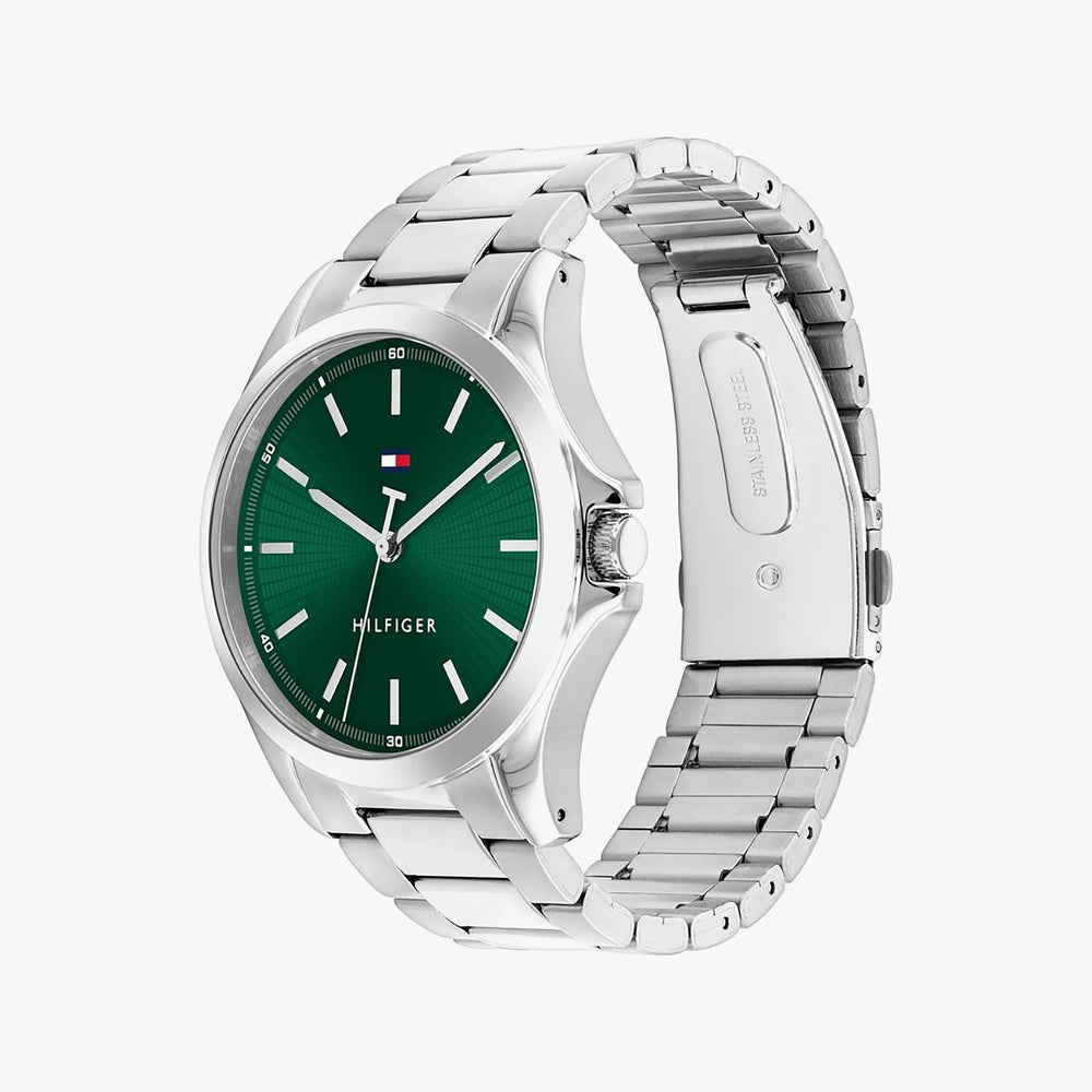 Tommy Hilfiger Men's Silver Watch, Green Dial | 1710672 by i-watch