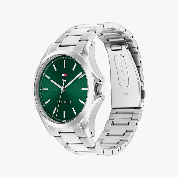 Tommy Hilfiger Men's Silver Watch, Green Dial | 1710672 by i-watch