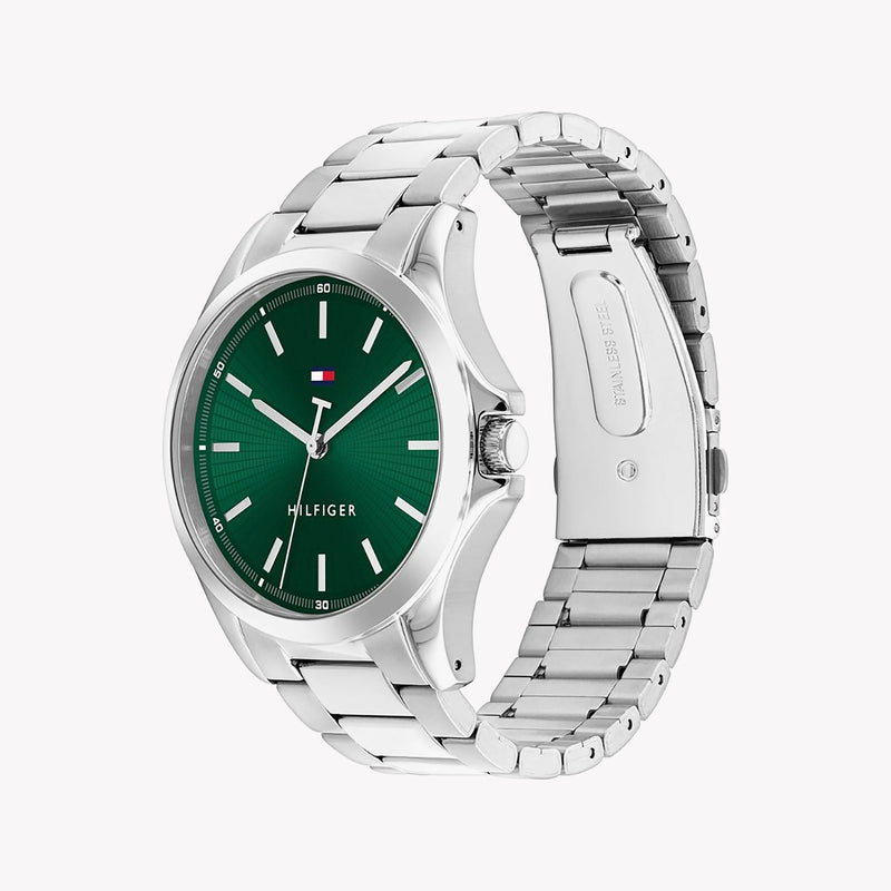 Tommy Hilfiger Men's Silver Watch, Green Dial | 1710672 by i-watch