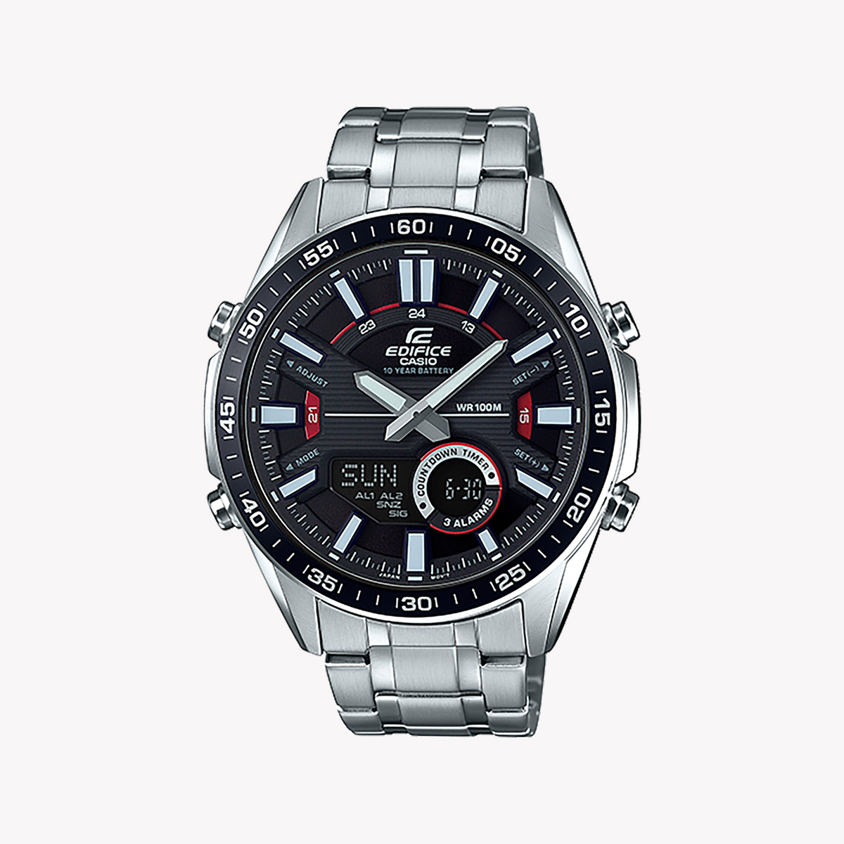 CASIO EDIFICE EFV-C100D-1AVDF - SPORTY ELEGANCE MEN'S WATCH WITH BLACK DIAL & STAINLESS STEEL BAND