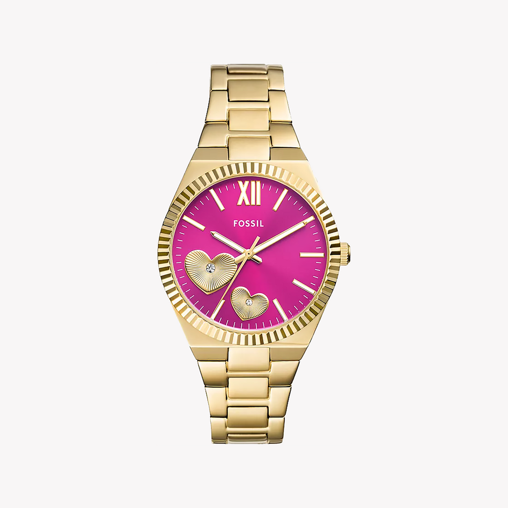 FOSSIL ES5325 ELEGANT GLAMOUR - RADIANT GOLD & PINK DIAL TIMEPIECE FOR MODERN WOMEN