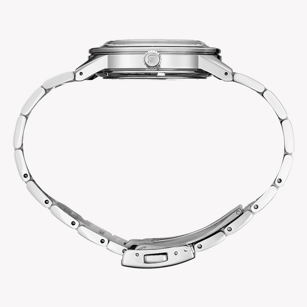 Seiko Men's Silver Stainless Steel, Black Dial | Ssa425j1