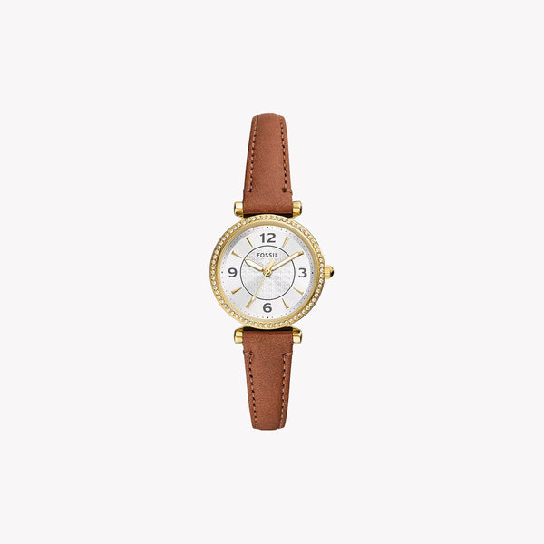 Fossil Women's Silver Dial Watch, Brown Leather Strap | Es5297 by i-watch