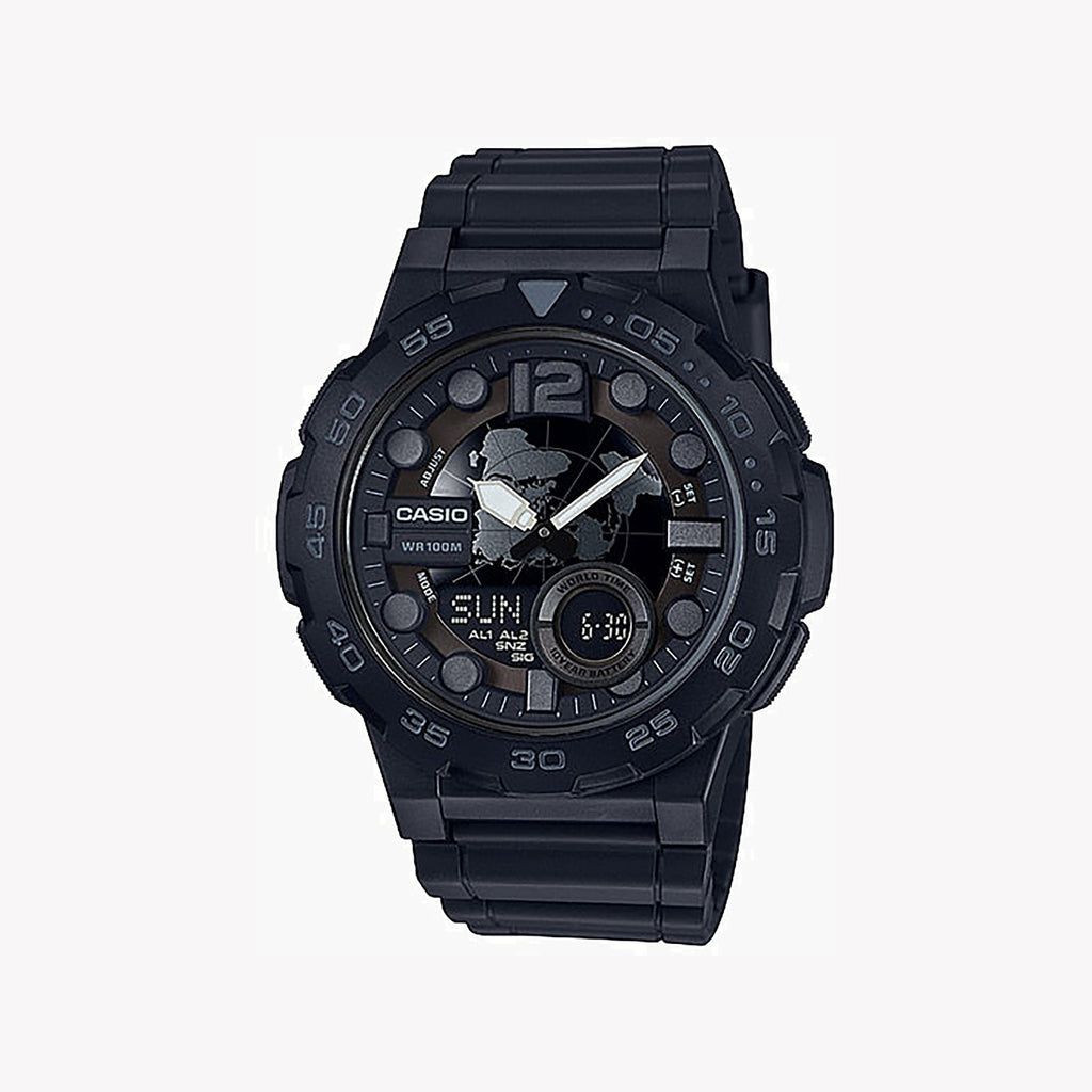 CASIO AEQ-100W-1BVDF BOLD ADVENTURE - MEN'S SPORTY BLACK RESIN WATCH WITH MULTIFUNCTIONAL FEATURES