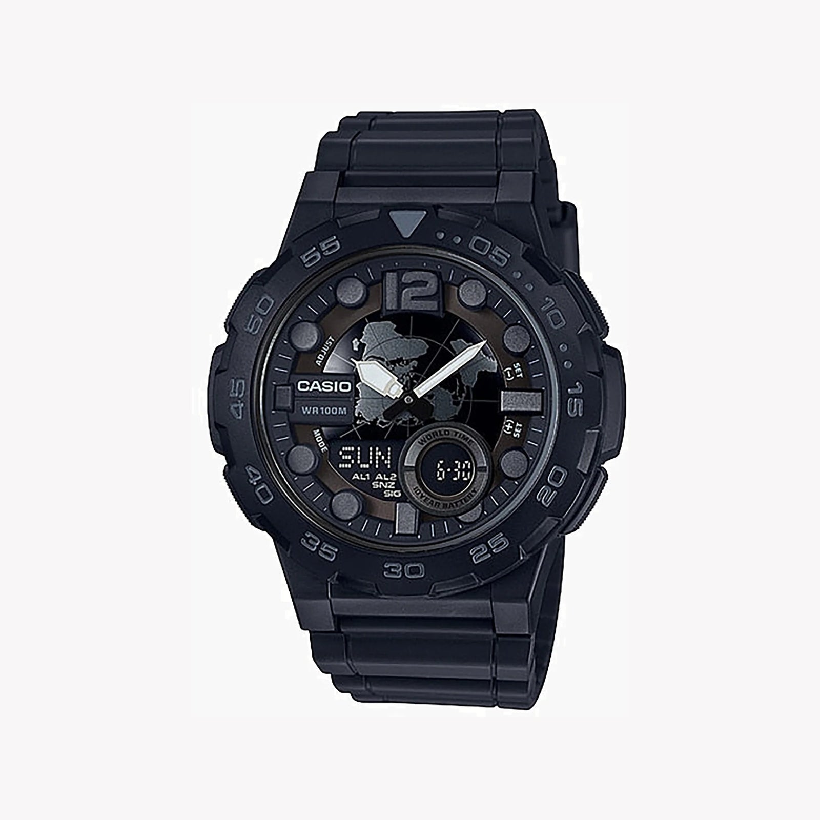 Casio Aeq-100w-1bvdf Bold Adventure - Men's Sporty Black Resin Watch With Multifunctional Features by i-watch
