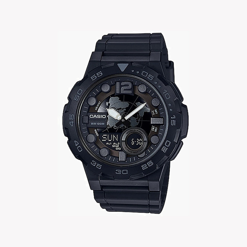 Casio Aeq-100w-1bvdf Bold Adventure - Men's Sporty Black Resin Watch With Multifunctional Features by i-watch