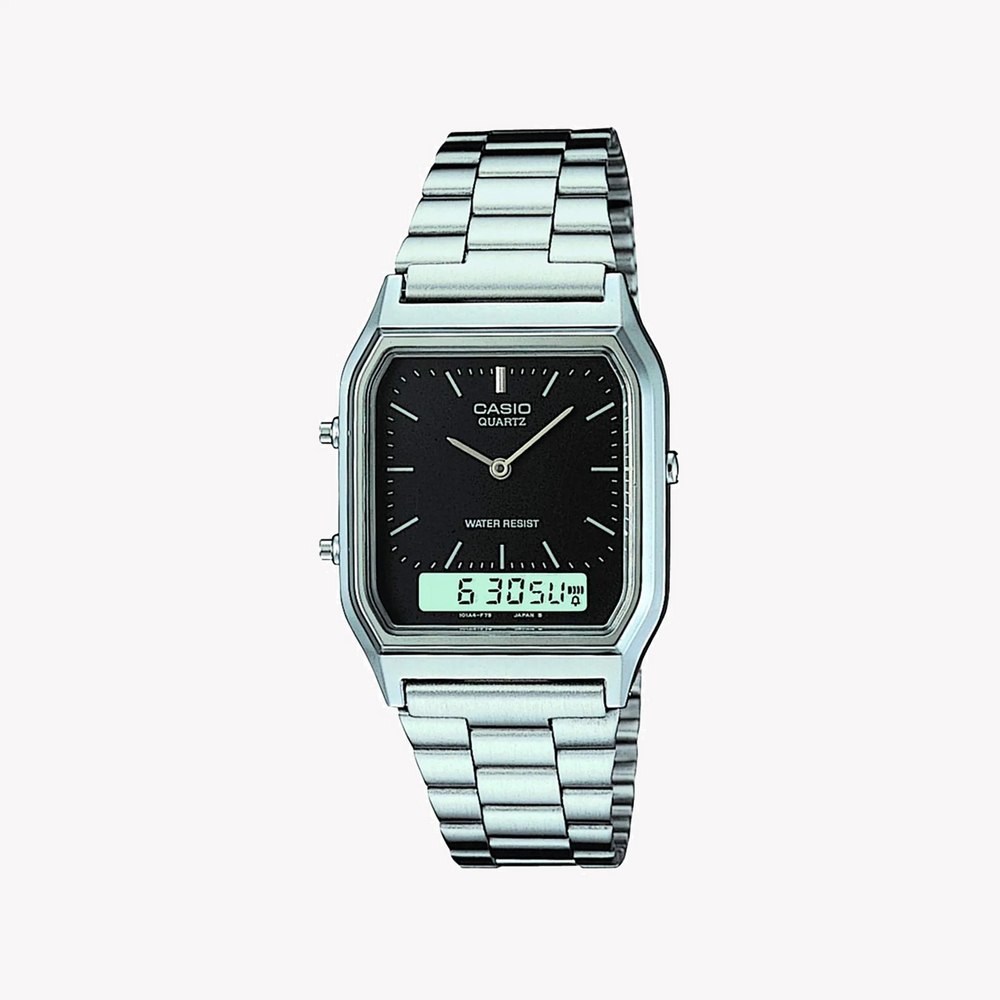 Casio Men's Silver Resin Watch, Black Dial | Aq-230a-1dmqyes by i-watch