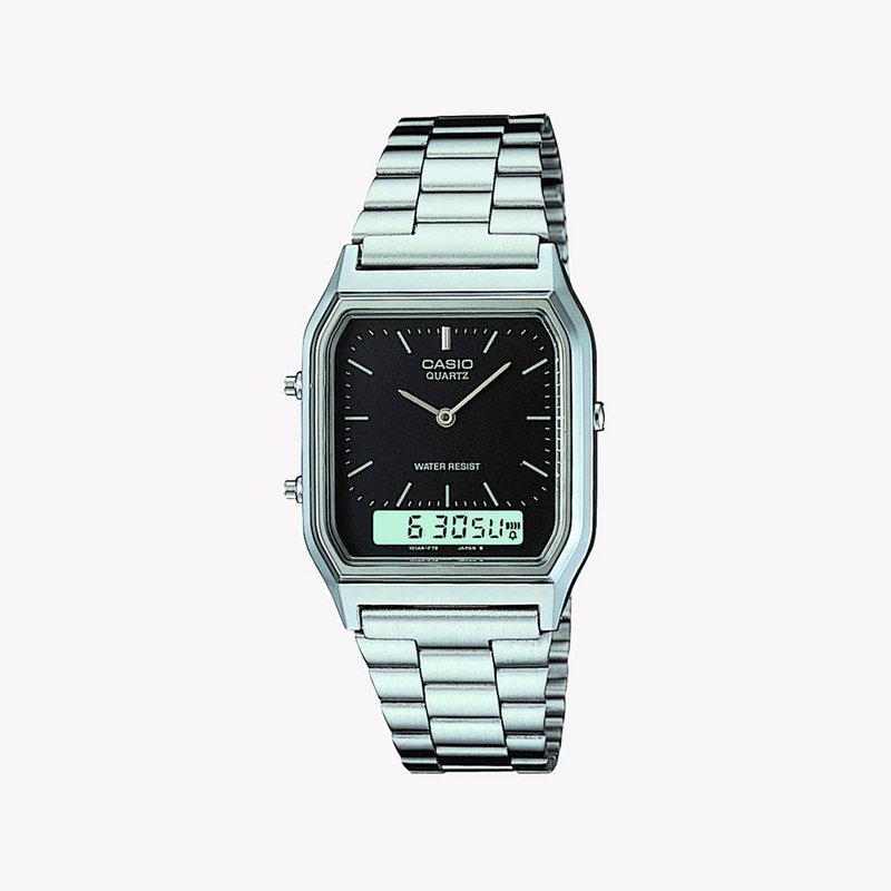 Casio Men's Silver Resin Watch, Black Dial | Aq-230a-1dmqyes by i-watch