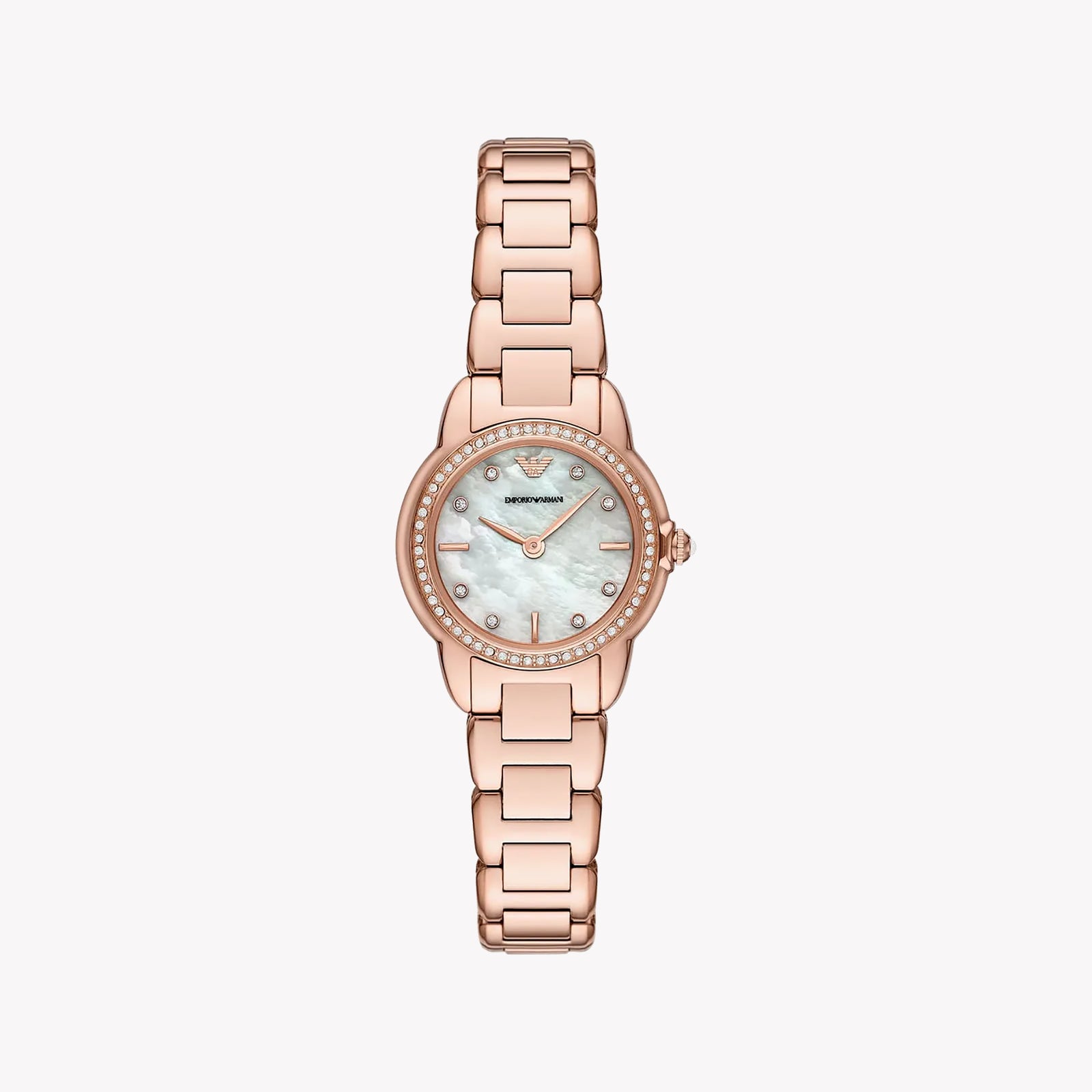 Emporio Armani Ladies Mia Rose Gold Mother Of Pearl Dial Watch AR11671