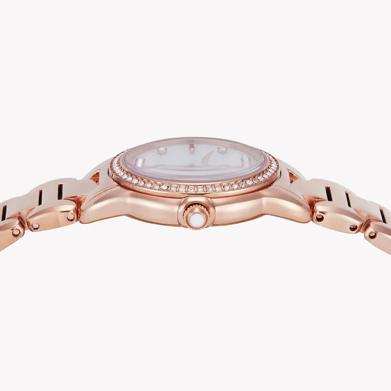 Emporio Armani Ladies Mia Rose Gold Mother Of Pearl Dial Watch AR11671
