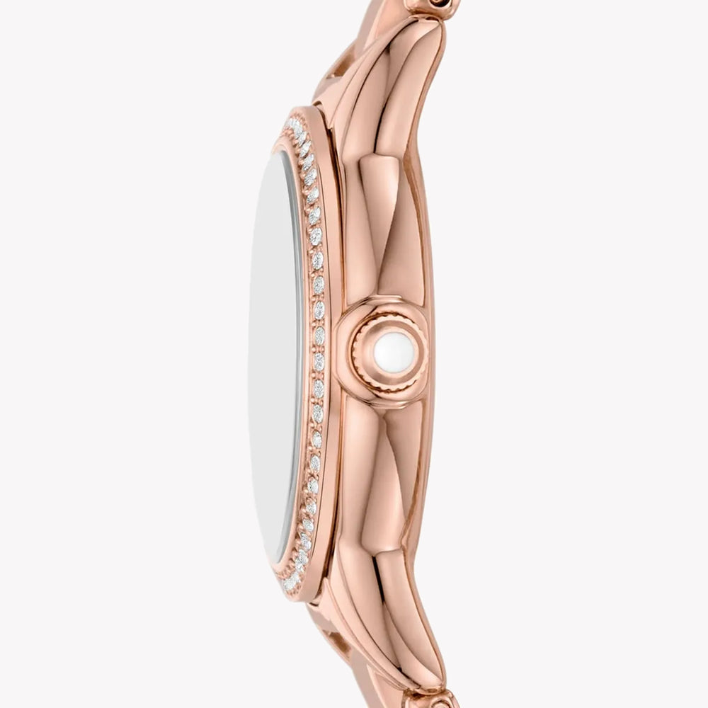 Emporio Armani Ladies Mia Rose Gold Mother Of Pearl Dial Watch AR11671