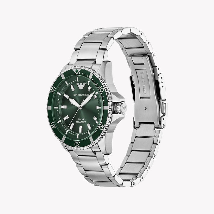 Emporio Armani World Explorer Solar-Powered Three-Hand Stainless Steel Watch AR11698