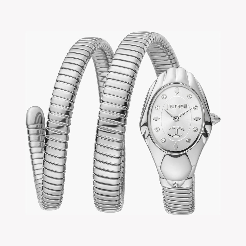 JUST CAVALLI Women's Watch with Silver Stainless Steel Case and Silver Stainless Steel Band