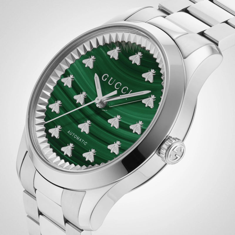Gucci Men's Silver Watch, Green Dial | Ya1264176 by i-watch