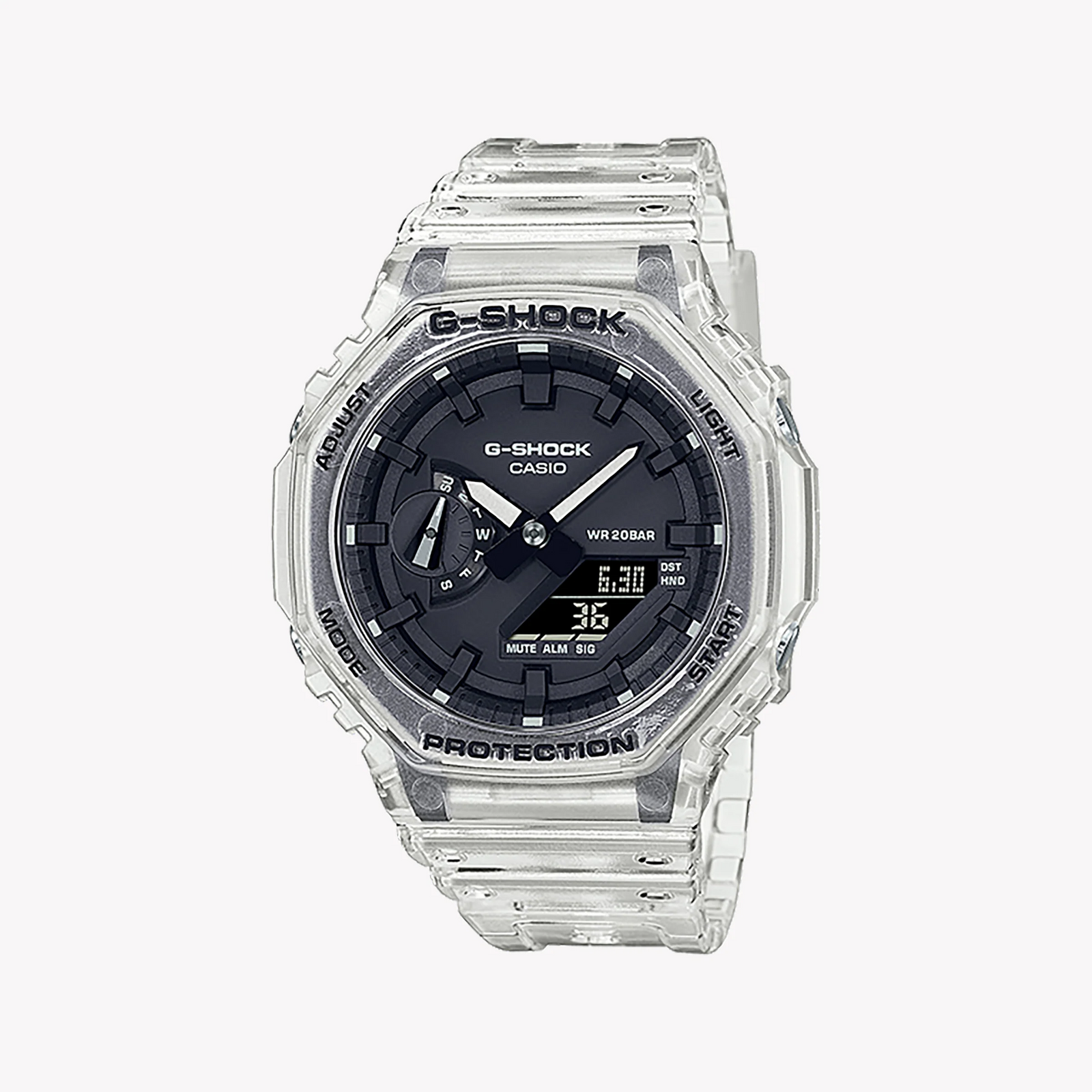 G-Shock Men's White Resin Watch, Transparent Case | Ga-2100ske-7adr by i-watch