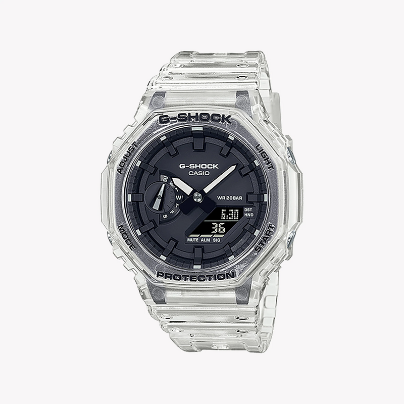 G-Shock Men's White Resin Watch, Transparent Case | Ga-2100ske-7adr by i-watch